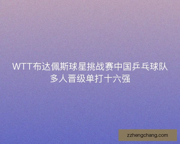 WTT布达佩斯球星挑战赛中国乒乓球队多人晋级单打十六强