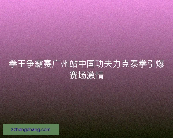 拳王争霸赛广州站中国功夫力克泰拳引爆赛场激情