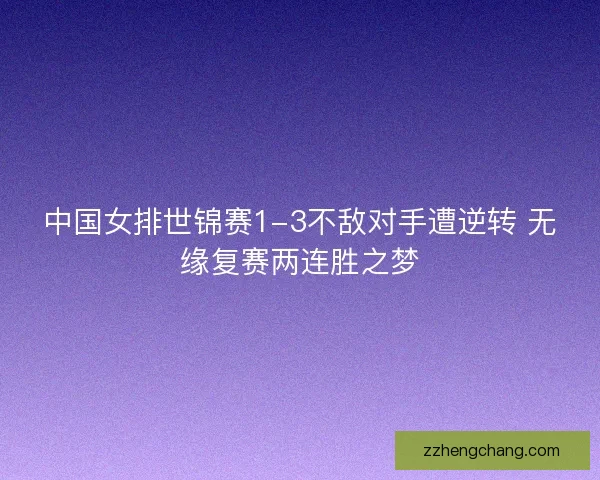 中国女排世锦赛1-3不敌对手遭逆转 无缘复赛两连胜之梦