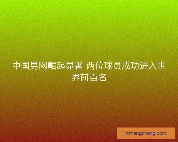 中国男网崛起显著 两位球员成功进入世界前百名